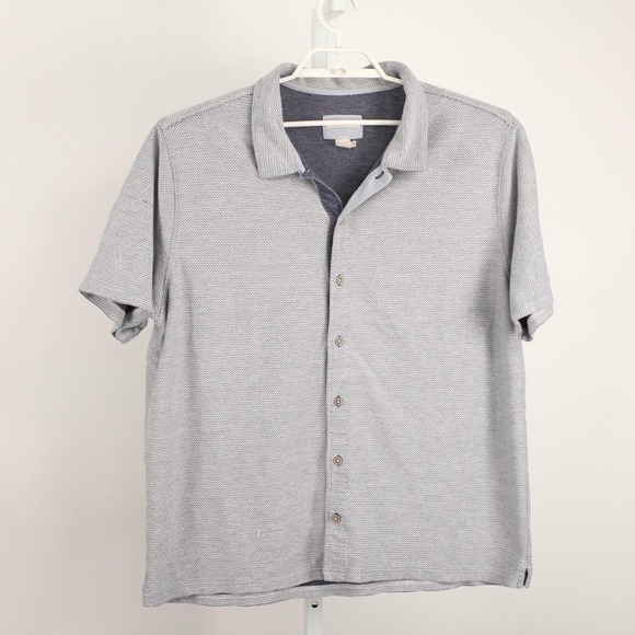 Carbon2Cobalt Shirt Mens XL Gray Short Sleeve Button Up Textured Knit Casual - Picture 2 of 9